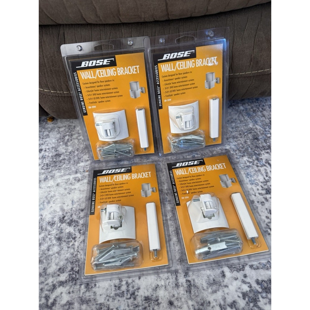 Bose LOT OF 4 NOS Genuine UB-20W Wall/Ceiling Bracket Speaker Mount, White NEW